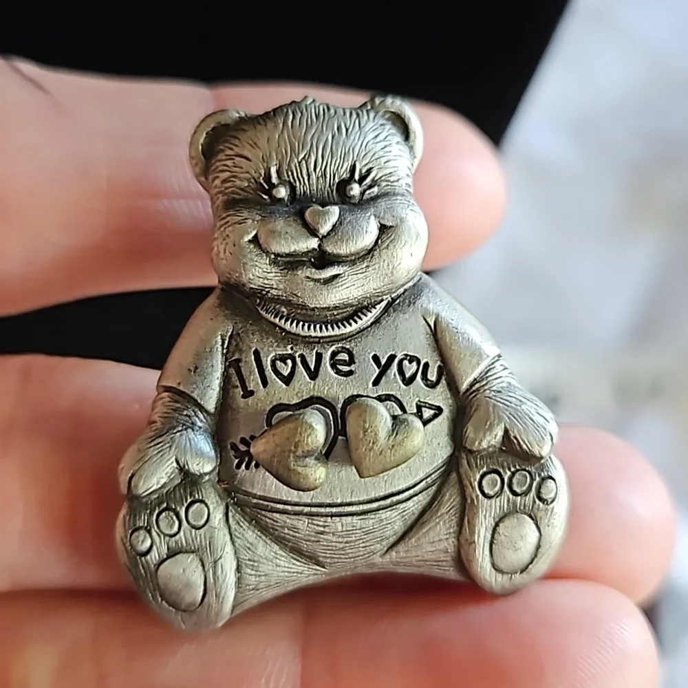 Vintage Ms Dee silver teddy bear necklace earrings and pin - Picture 6 of 6